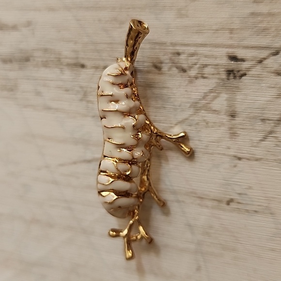 Caterpillar Brooch on a gold tone Branch - Picture 1 of 4